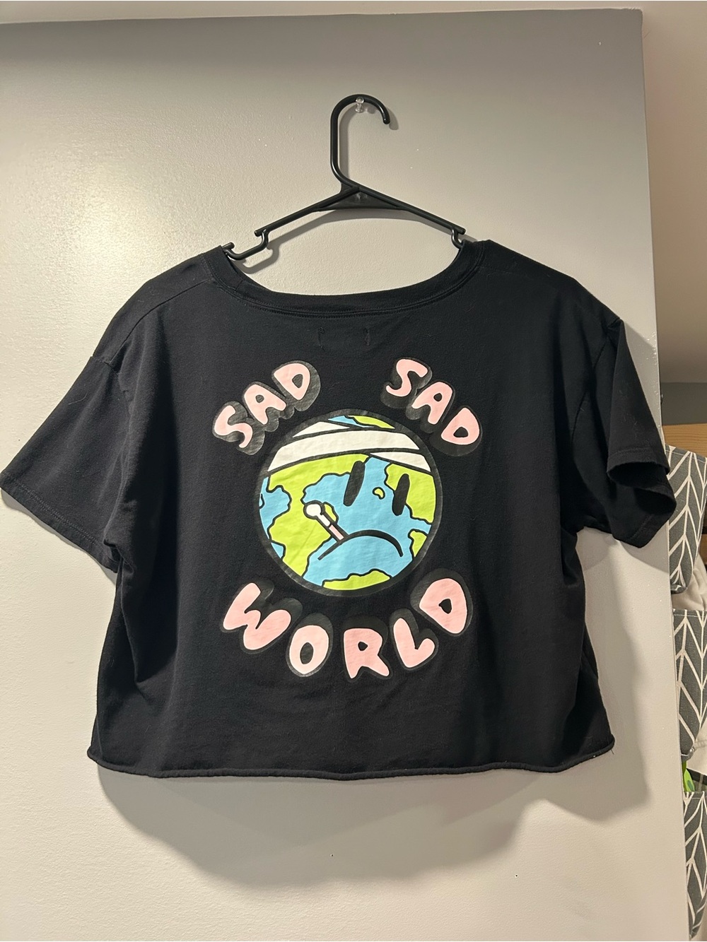 Sad Sad World Graphic Crop Tee - Black